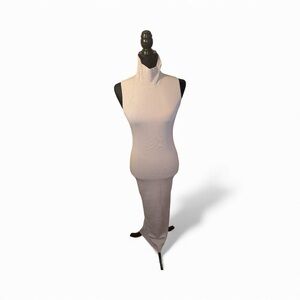 🔥 $198 BCBG MAXAZRIA Long Grey Sleeveless Ribbed Dress Style # 2DX5S46 Sz S 🔥